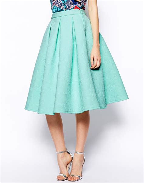 Lyst Asos Premium Prom Midi Skirt In Texture In Blue