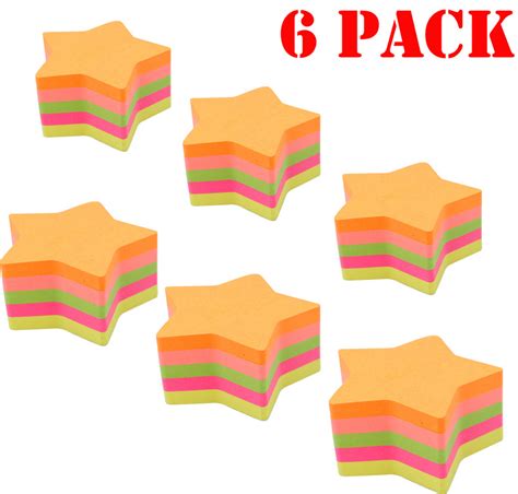 Star Shape Super Sticky Notes Sticker Post It For Office 6 Padspack
