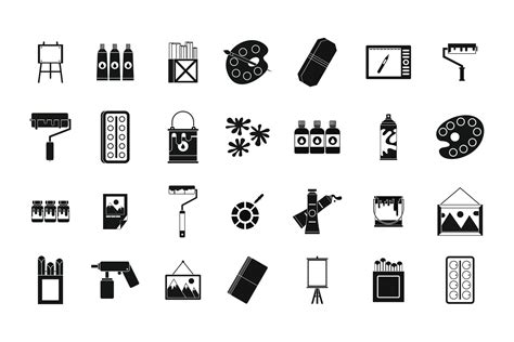 Paint Tools Icon Set Simple Style 368440 Illustrations Design