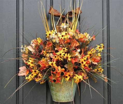 Front Door Decorations For Fall Fall Arrangement Rustic Autumn