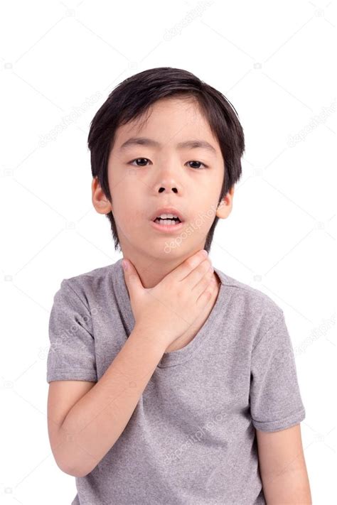 Child Have Sore Throat Sick Isolated On White Background — Stock Photo