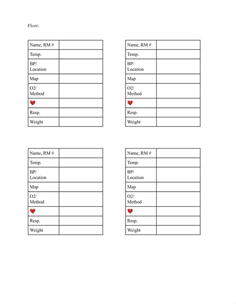 Patient Template Printable Blank Vital Signs Chart