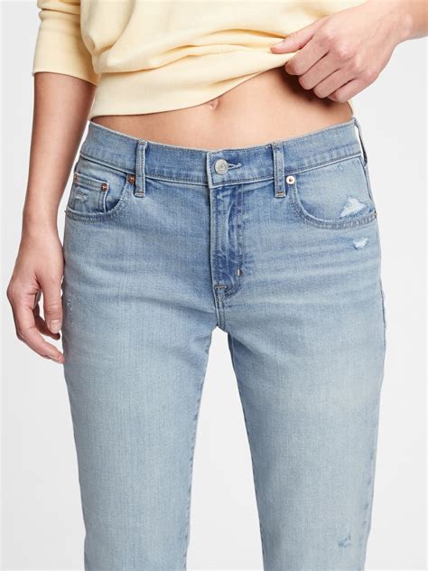 Mid Rise Destructed Girlfriend Jeans With Washwell™ Gap