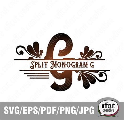 Split Monogram Svg Split Letter G Svg Divided Initial Regal Etsy Uk