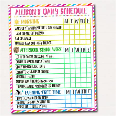 Homeschool Schedule Editable Template Tidylady Printables
