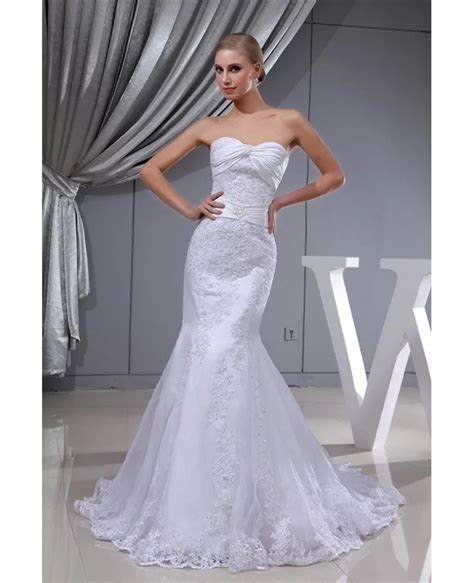 Charming White Sweetheart Lace Mermaid Wedding Dress Custom Oph1344