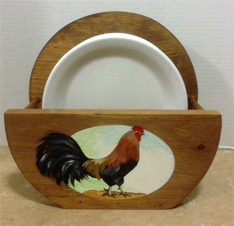 Paper Plate Holder Rooster Decor Rooster Kitchen Rooster Theme Hand