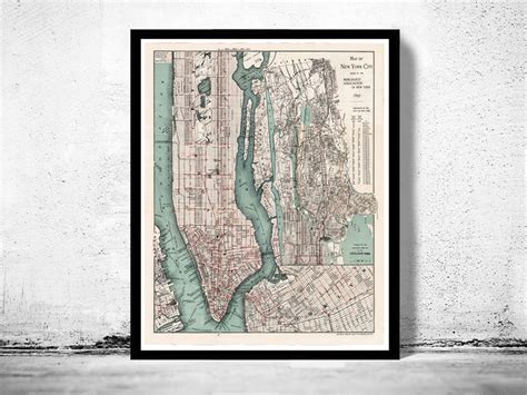 Old Map Of New York 1897 Manhattan Vintage Map Of New York Vintage