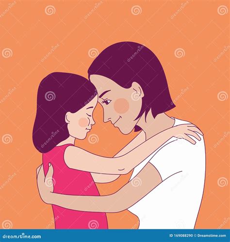 Mother And Daughter Warmly Embracing Mother Comforting Her Child Stock