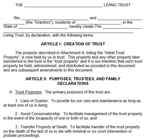 20 Printable Living Trust Form Templates Ms Word Best Collections