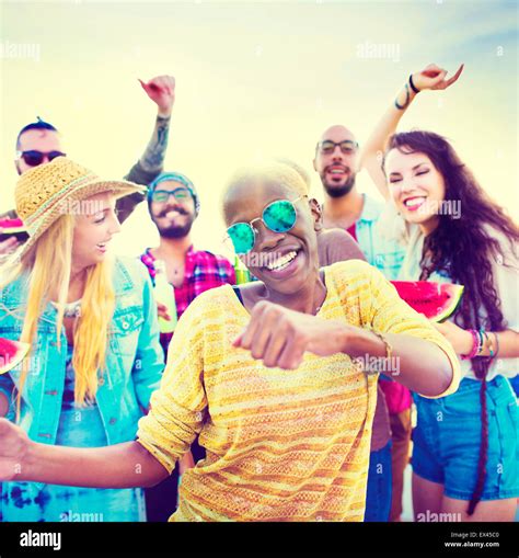 Teenagers Friends Beach Party Happiness Concept Stock Photo Alamy