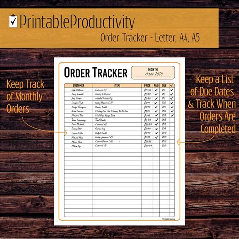 Order Tracker Etsy Planner Insert Small Business Planner Etsy