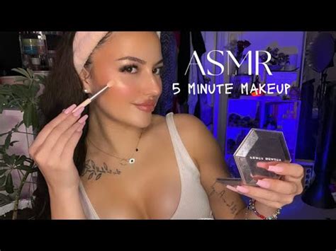 Asmr MY 5 MINUTE MAKEUP ROUTINE Whispering Tapping Brush Sounds