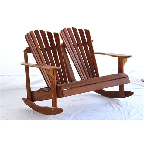 Hyres Country Signature Teak Adirondack Double Back Rocking Chair