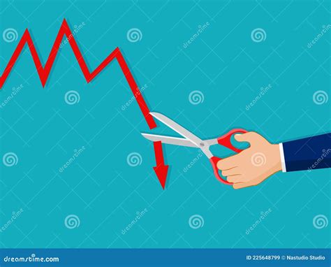 10 A Businessman Uses Scissors To Cut A Downward Graph The Concept Of