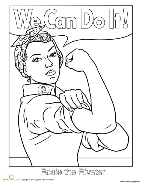 Rosie The Riveter We Can Do It Coloring Pages Printable