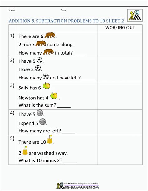 This workbook will introduce your child to word problems with simple addition and subtraction. 003 Addition And Subtraction Word Problems Printable Ft ...