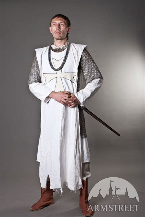 Knight Crusader Templar Medieval Tabard With White Crosses Knight