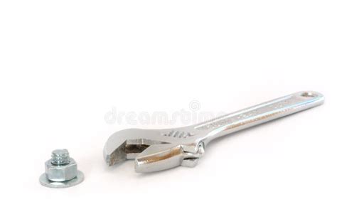 Adjustable Wrench With Bolt Nut And Washer Stock Image Image Of