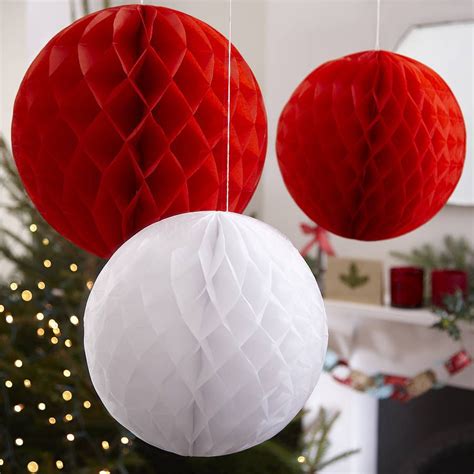 Christmas Honeycomb Balls Hanging Decorations By Ginger Ray