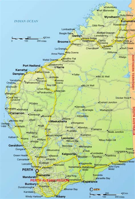 Detailed Map Of Western Australia •