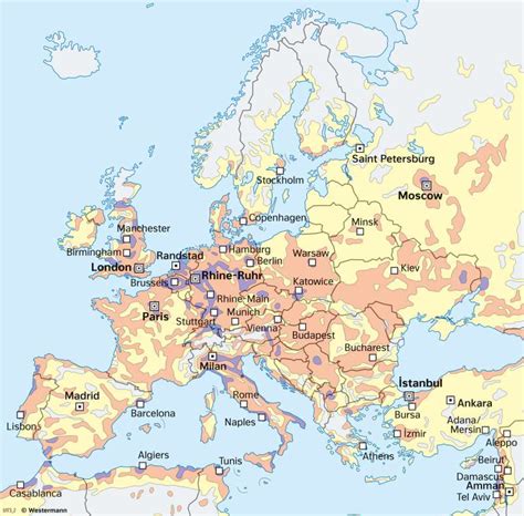 Diercke Weltatlas Kartenansicht Europe Population Density And Metropolitan Areas 978 3