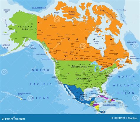 Detailed Political Map Of North America With Roads Vidianicom Maps Images