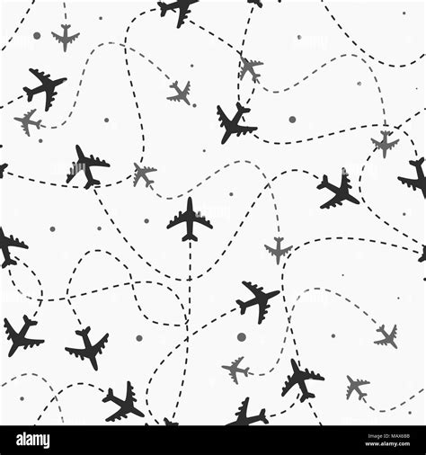 Travel Around The World Airplane Routes Seamless Pattern Background