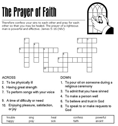 The Prayer Of Faith Crossword Puzzle
