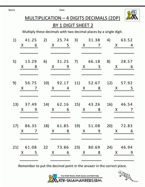 4 By 4 Digit Multiplication Worksheets