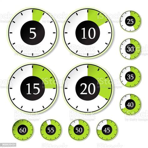 Vector Set Of Green Timer Symbols Stock Illustration Download Image
