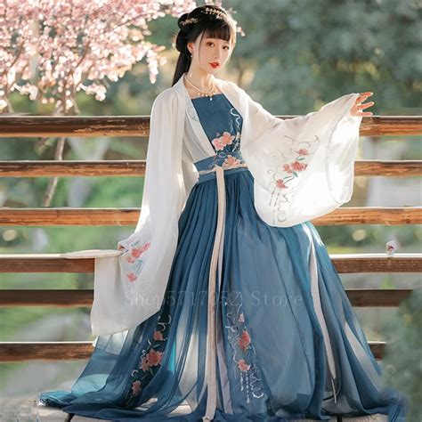 Ancinet Chinese Hanfu Dress Woman Traditional Fairy Embroidery Dance
