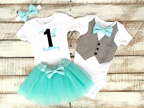 Twin First Birthday Outfits Boy And Girl Twins Our First Etsy