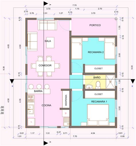Plano Arquitectónico De Casa Habitación De Un Piso De 770 X 930