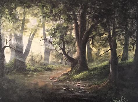 Deep Forest Rays Painting By Justin Wozniak Pixels