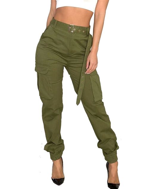 hirigin women army military combat jeans pant cargo trousers sports pants joggers