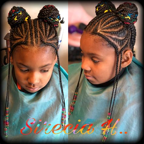 Angled braids with braided ponytails. Cute hairstyles for kids image by BraidsbyReese on Hair ...