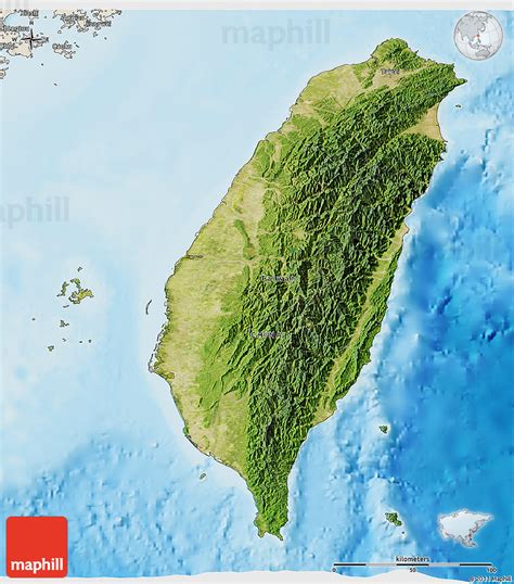 Satellite 3d Map Of Taiwan Shaded Relief Outside