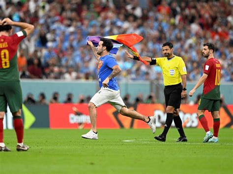 Qatar World Cup Pitch Invader With Rainbow Flag Released Ministry Football News