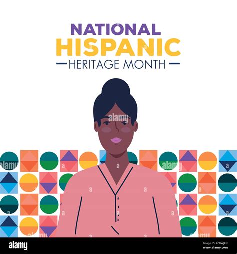 Black Woman Cartoon Of National Hispanic Heritage Month Vector Design
