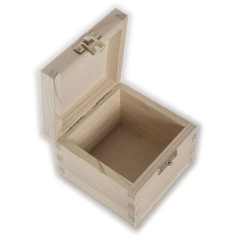 Small Square Plain Wood Box With Hinged Lid 10 X 10 X 75cm For