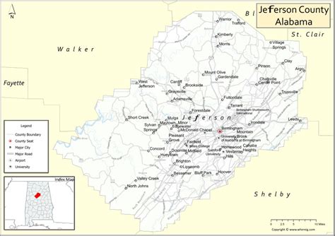 Map Of Jefferson County Alabama Where Is Located Cities Population