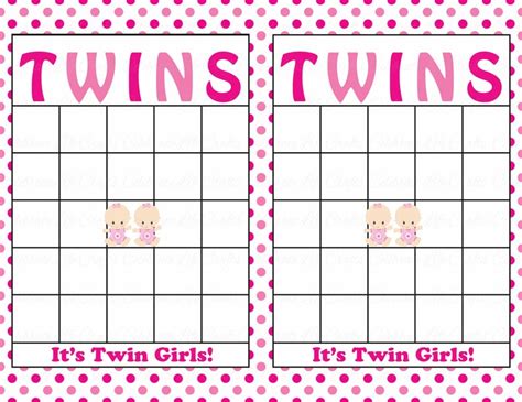 Blank Baby Shower Bingo Cards Printable Party Baby Girl Etsy
