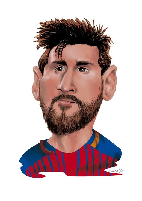 Messi Cartoon Digital Ilustración Digital Digitales Ilustraciones
