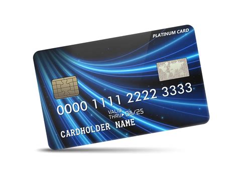 Detailed Glossy Platinum Credit Card With Wavy Neon Light Decoration Isolated On White