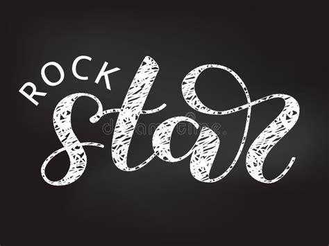 Rock Star Brush Lettering With Chalk Effect Vector Illustration For
