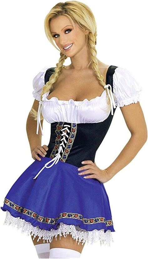 smchwbc cosplay sexy blau bayerische oktoberfest damen wench kellnerin serviermädchen kostüm s