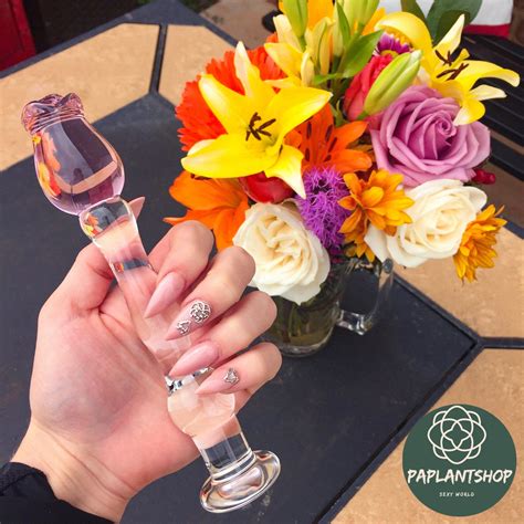 Rose Crystal Glass Dildo For Woman Pink Crystal Anal Plug Etsy