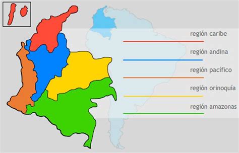 Mapa De Colombia Regiones Y Zonas Turísticas Bogotá Cartagena De Indias