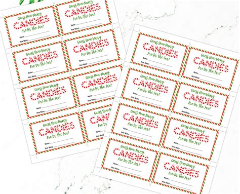 Christmas Candy Guessing Game Printable How Many Candies Are Etsy